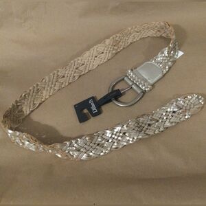 Dillard's silver braided leather belt with a silver-toned buckle. 